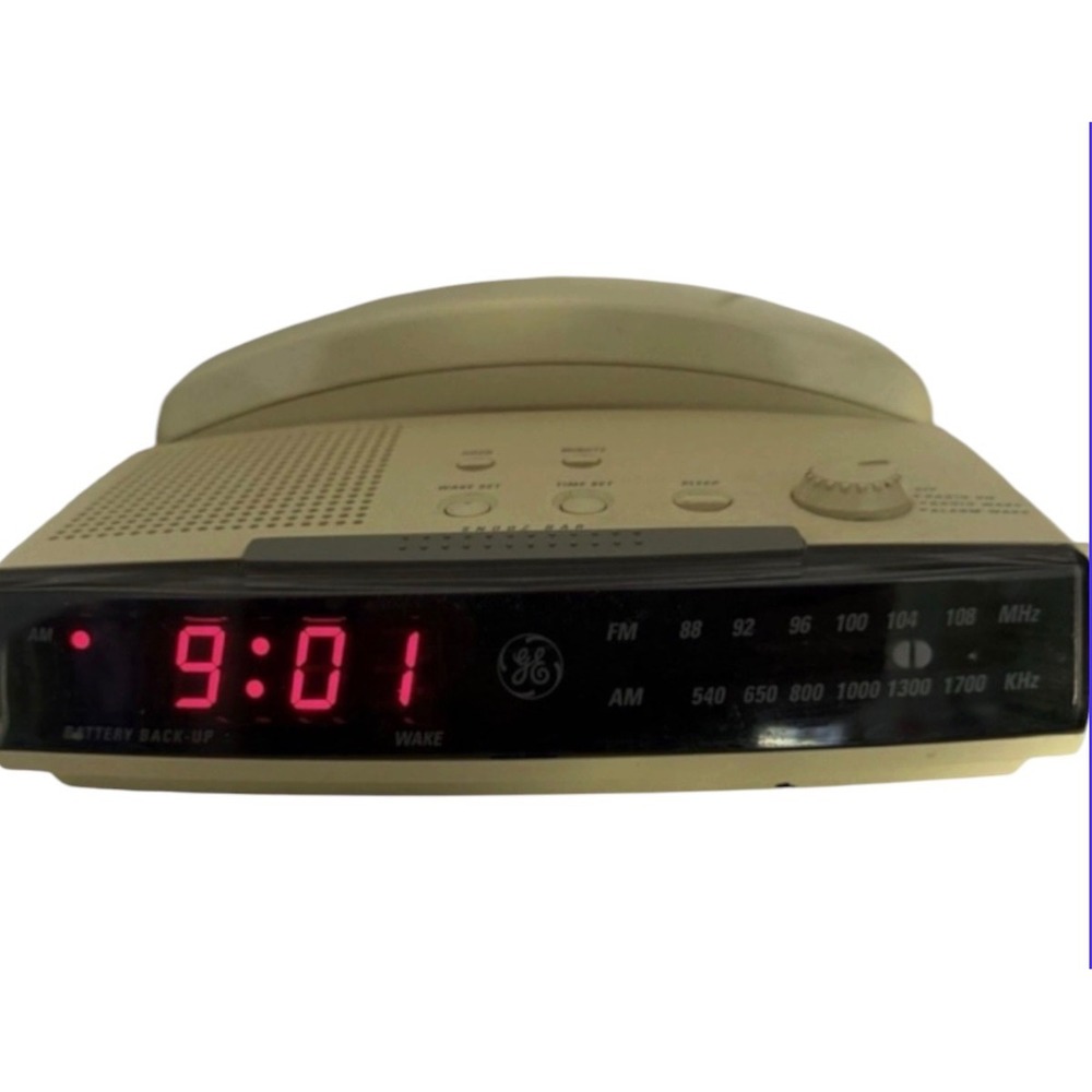 Vintage GE 2-9710A FM/AM Clock Radio Alarm 12 Number Memory Telephone Combo